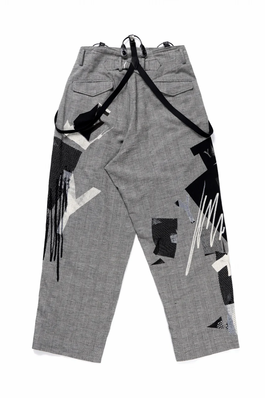 Y's SUSPENDER PANTS / COLLAGE HOUNDTOOTH (GREY) - Image 4