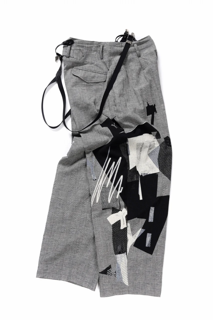 Y's SUSPENDER PANTS / COLLAGE HOUNDTOOTH (GREY) - Image 5