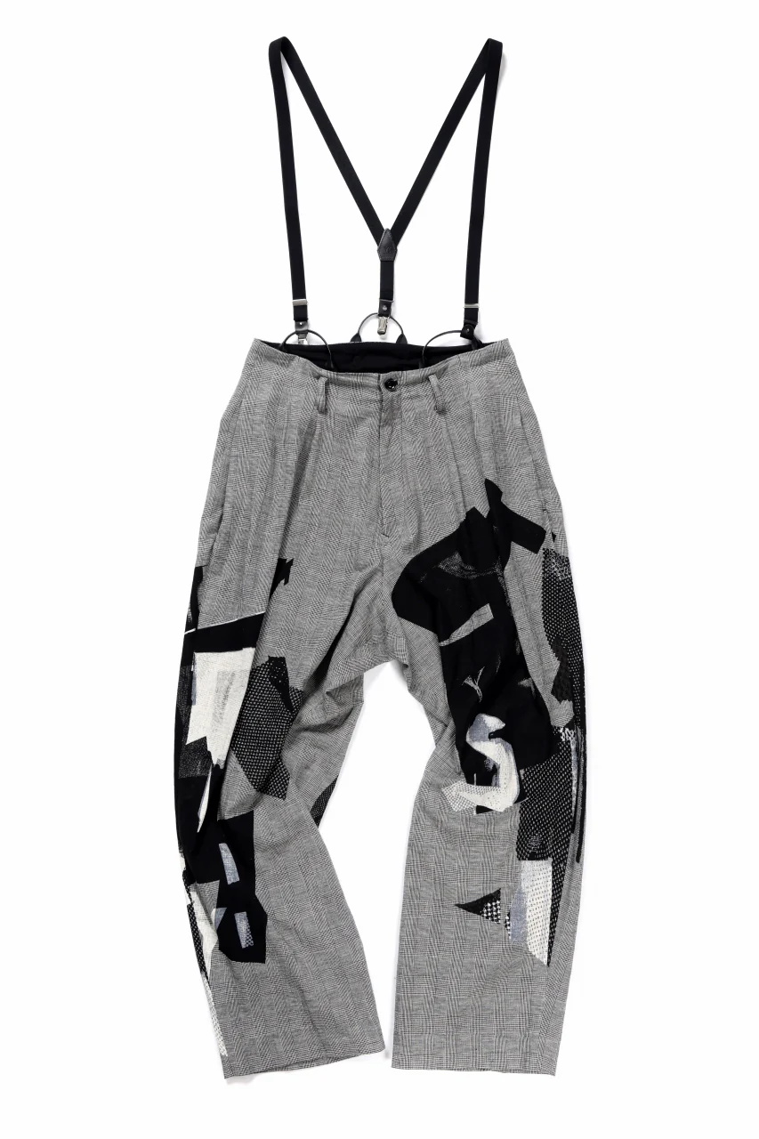 Y's SUSPENDER PANTS / COLLAGE HOUNDTOOTH (GREY) - Image 6