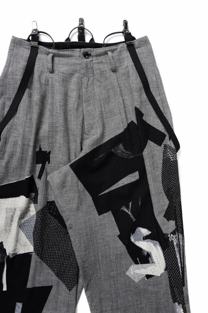 Y's SUSPENDER PANTS / COLLAGE HOUNDTOOTH (GREY) - Image 7