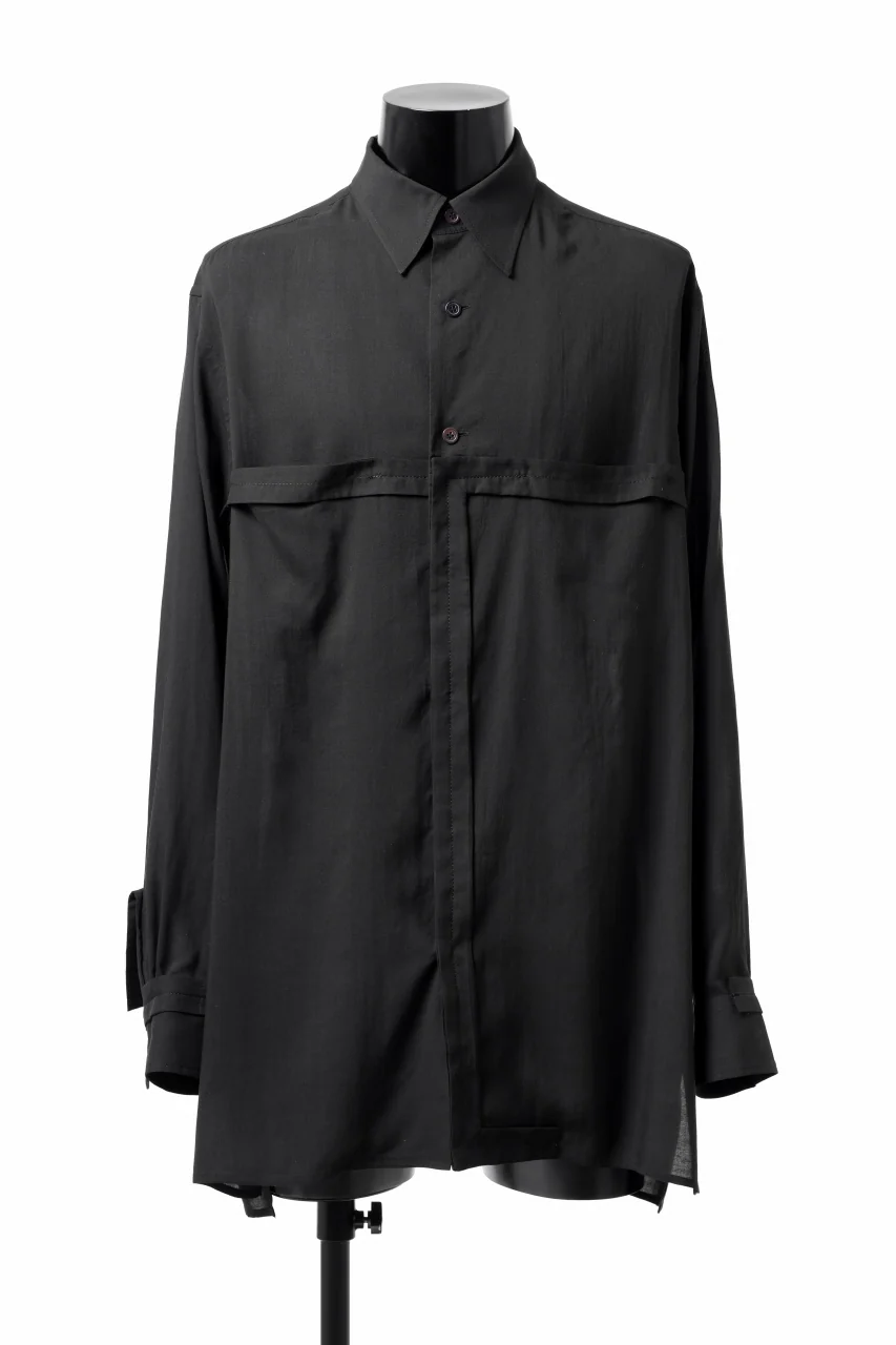 Y's TAPE FLAP POCKET SHIRT / CELLULOSE LOAN (BLACK)