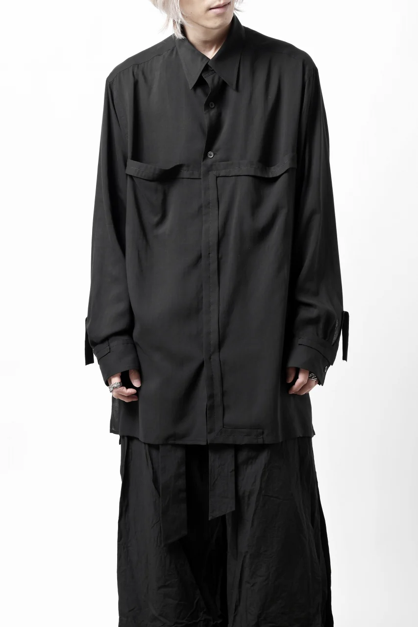 Y's TAPE FLAP POCKET SHIRT / CELLULOSE LOAN (BLACK) - Image 10