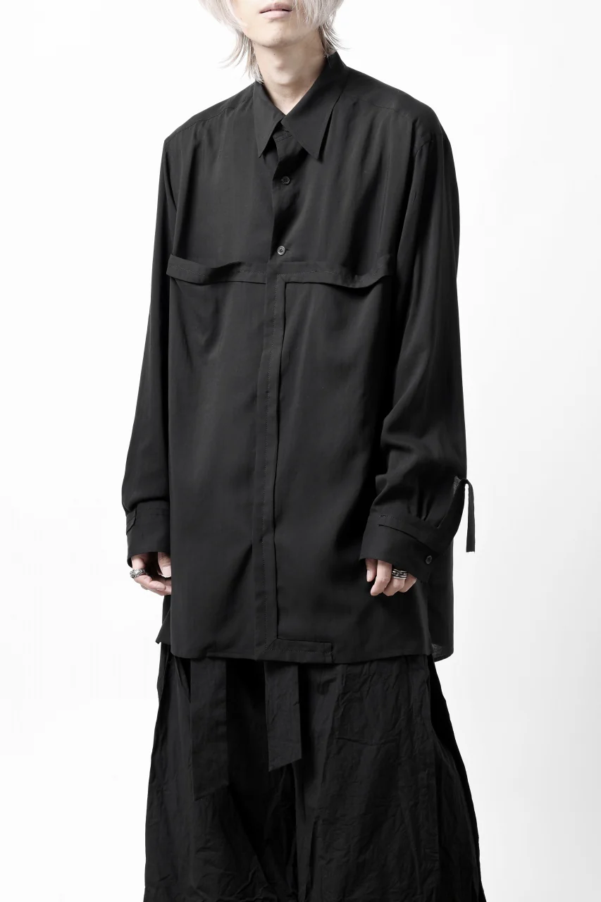 Y's TAPE FLAP POCKET SHIRT / CELLULOSE LOAN (BLACK) - Image 11