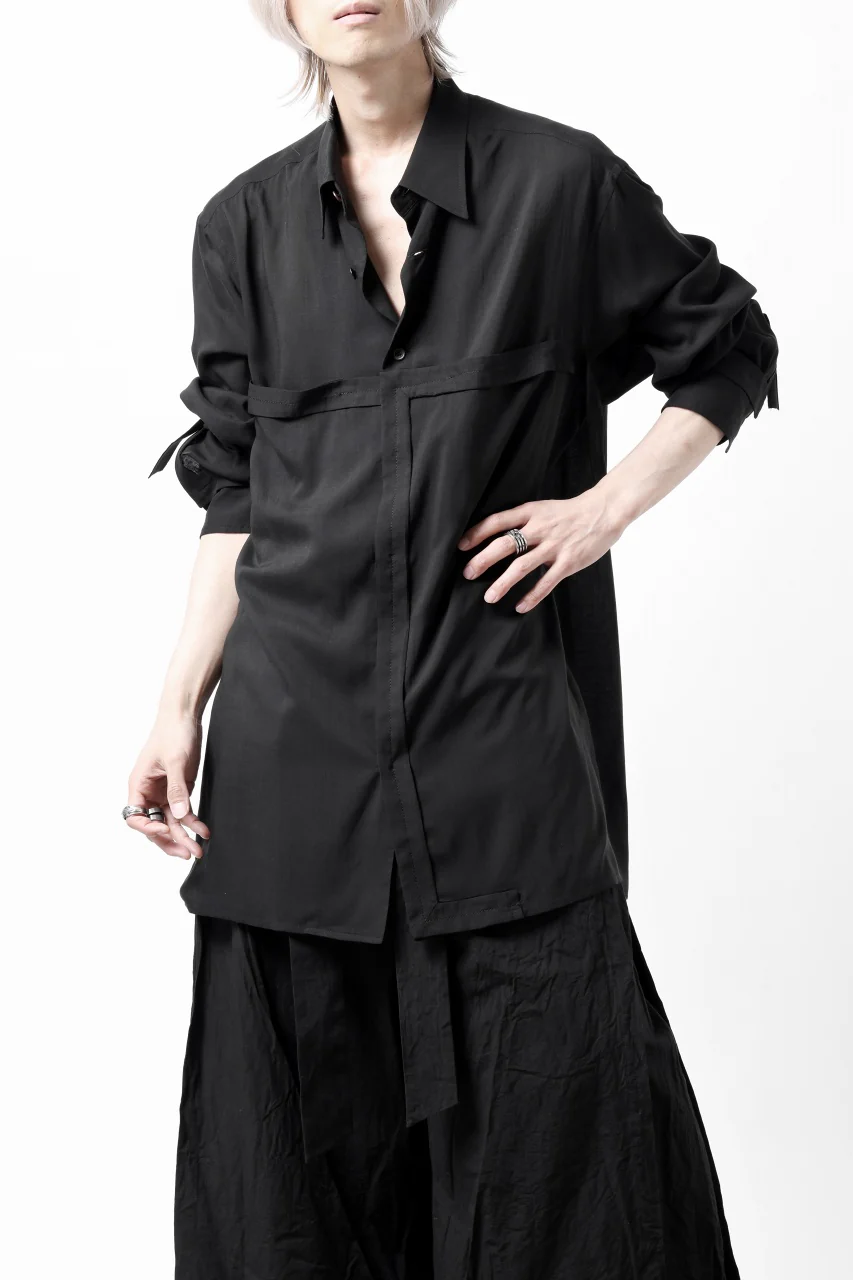 Y's TAPE FLAP POCKET SHIRT / CELLULOSE LOAN (BLACK) - Image 16