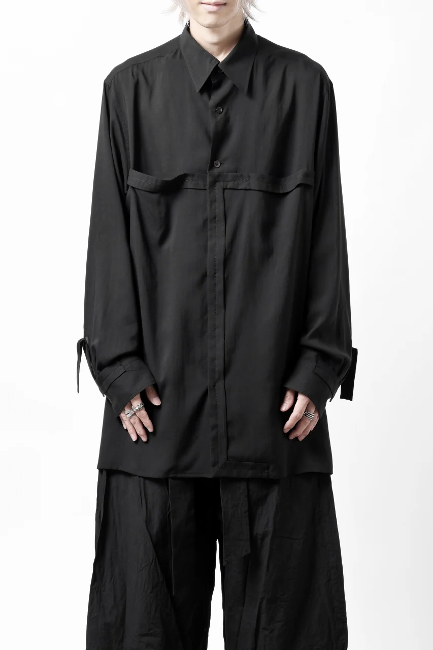Y's TAPE FLAP POCKET SHIRT / CELLULOSE LOAN (BLACK) - Image 3