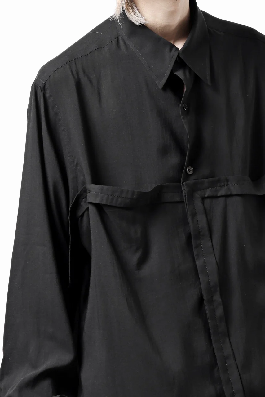 Y's TAPE FLAP POCKET SHIRT / CELLULOSE LOAN (BLACK) - Image 32