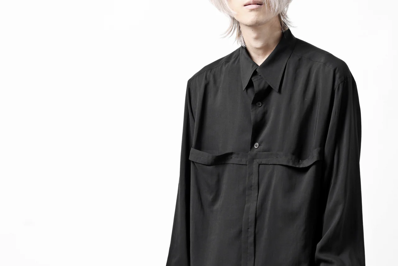 Y's TAPE FLAP POCKET SHIRT / CELLULOSE LOAN (BLACK) - Image 40