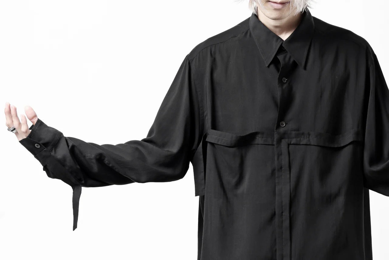 Y's TAPE FLAP POCKET SHIRT / CELLULOSE LOAN (BLACK) - Image 41