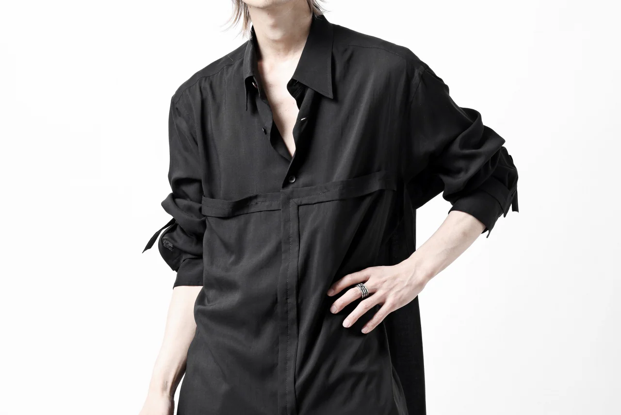 Y's TAPE FLAP POCKET SHIRT / CELLULOSE LOAN (BLACK) - Image 43