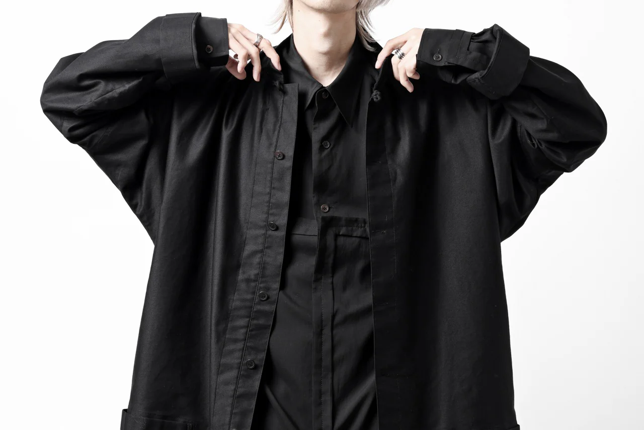 Y's TAPE FLAP POCKET SHIRT / CELLULOSE LOAN (BLACK) - Image 45