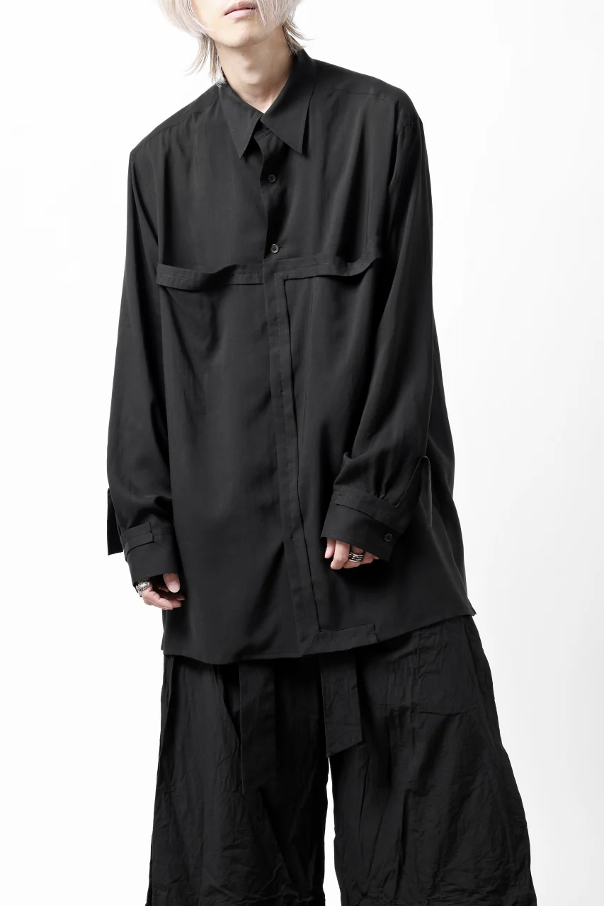 Y's TAPE FLAP POCKET SHIRT / CELLULOSE LOAN (BLACK) - Image 5