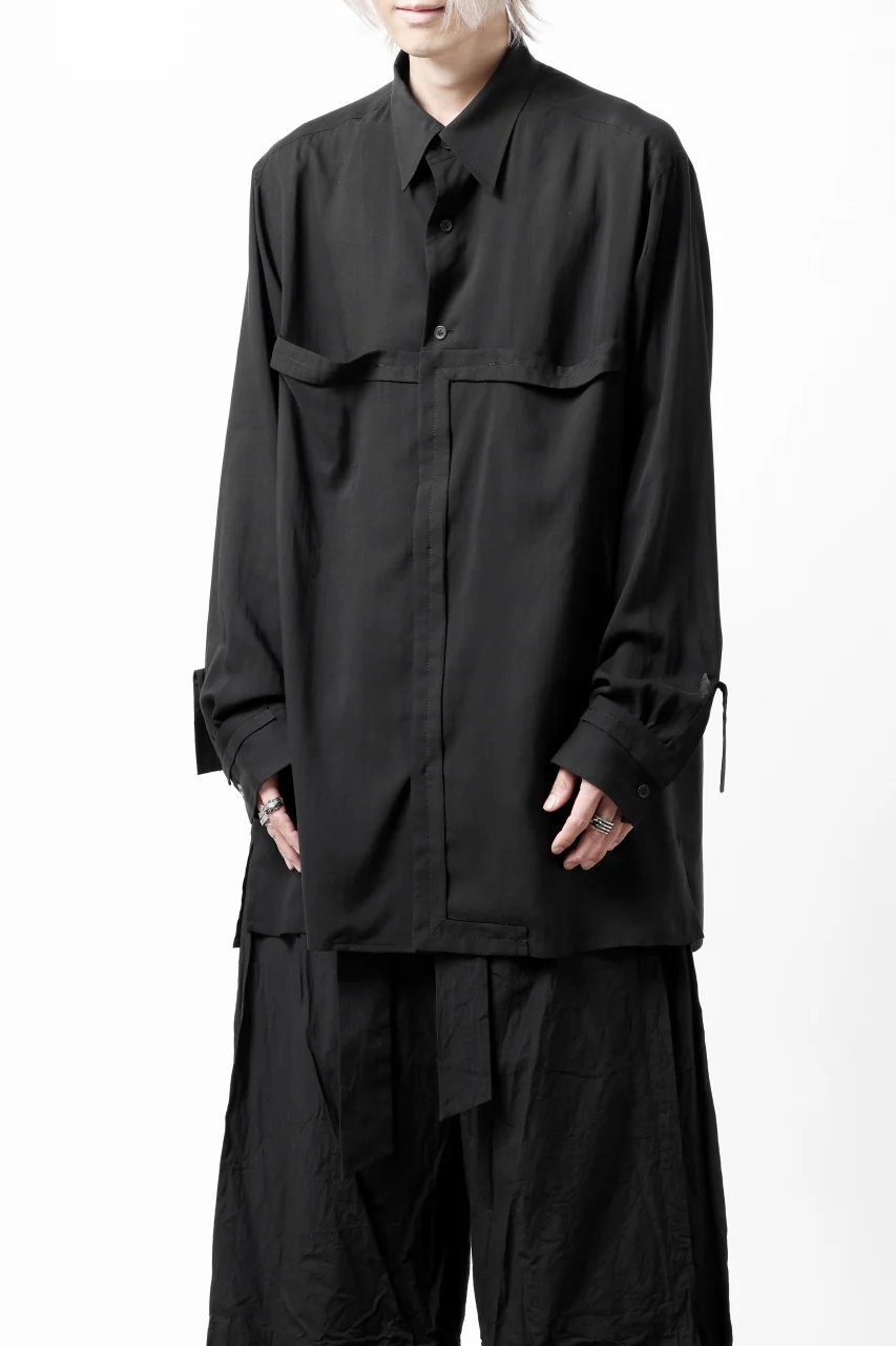 Y's TAPE FLAP POCKET SHIRT / CELLULOSE LOAN (BLACK) - Image 6