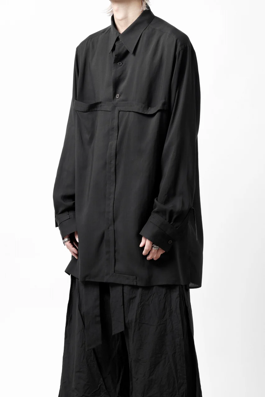 Y's TAPE FLAP POCKET SHIRT / CELLULOSE LOAN (BLACK) - Image 7
