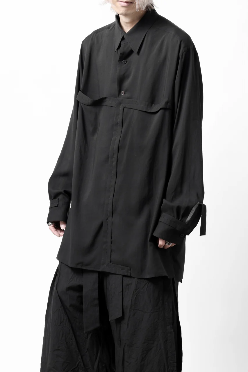 Y's TAPE FLAP POCKET SHIRT / CELLULOSE LOAN (BLACK) - Image 8