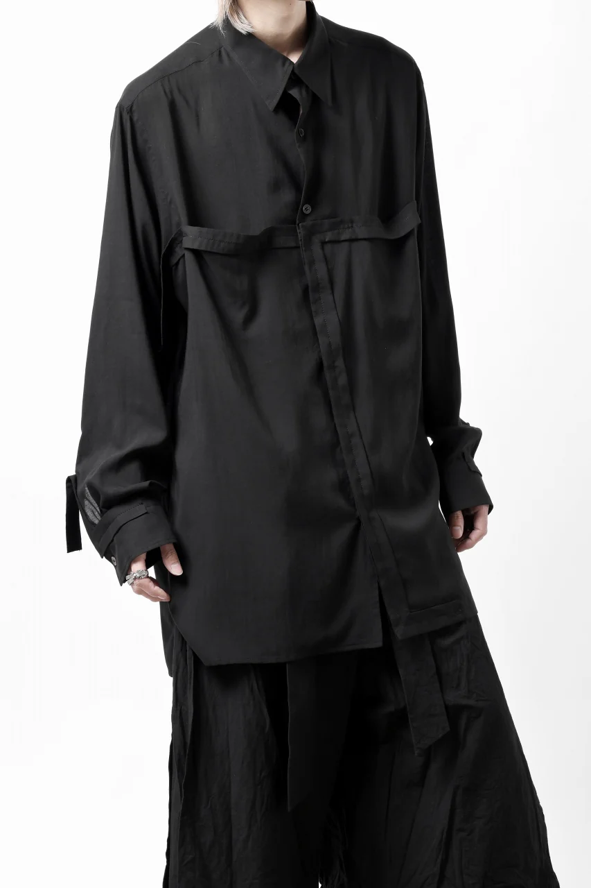 Y's TAPE FLAP POCKET SHIRT / CELLULOSE LOAN (BLACK) - Image 9