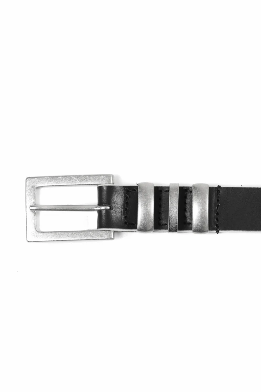 Y's THICK SEMI GLOSS LEATHER BELT 25mm (BLACK×WHITE) - Image 10