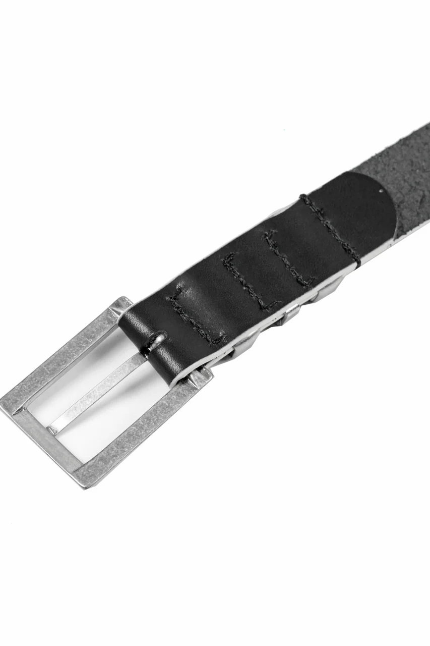 Y's THICK SEMI GLOSS LEATHER BELT 25mm (BLACK×WHITE) - Image 11