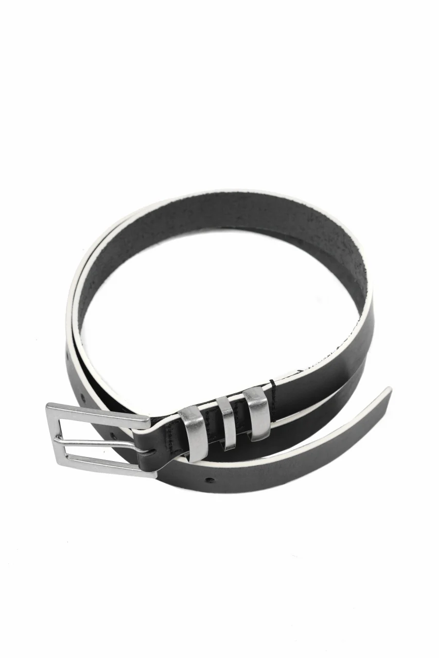 Y's THICK SEMI GLOSS LEATHER BELT 25mm (BLACK×WHITE) - Image 4