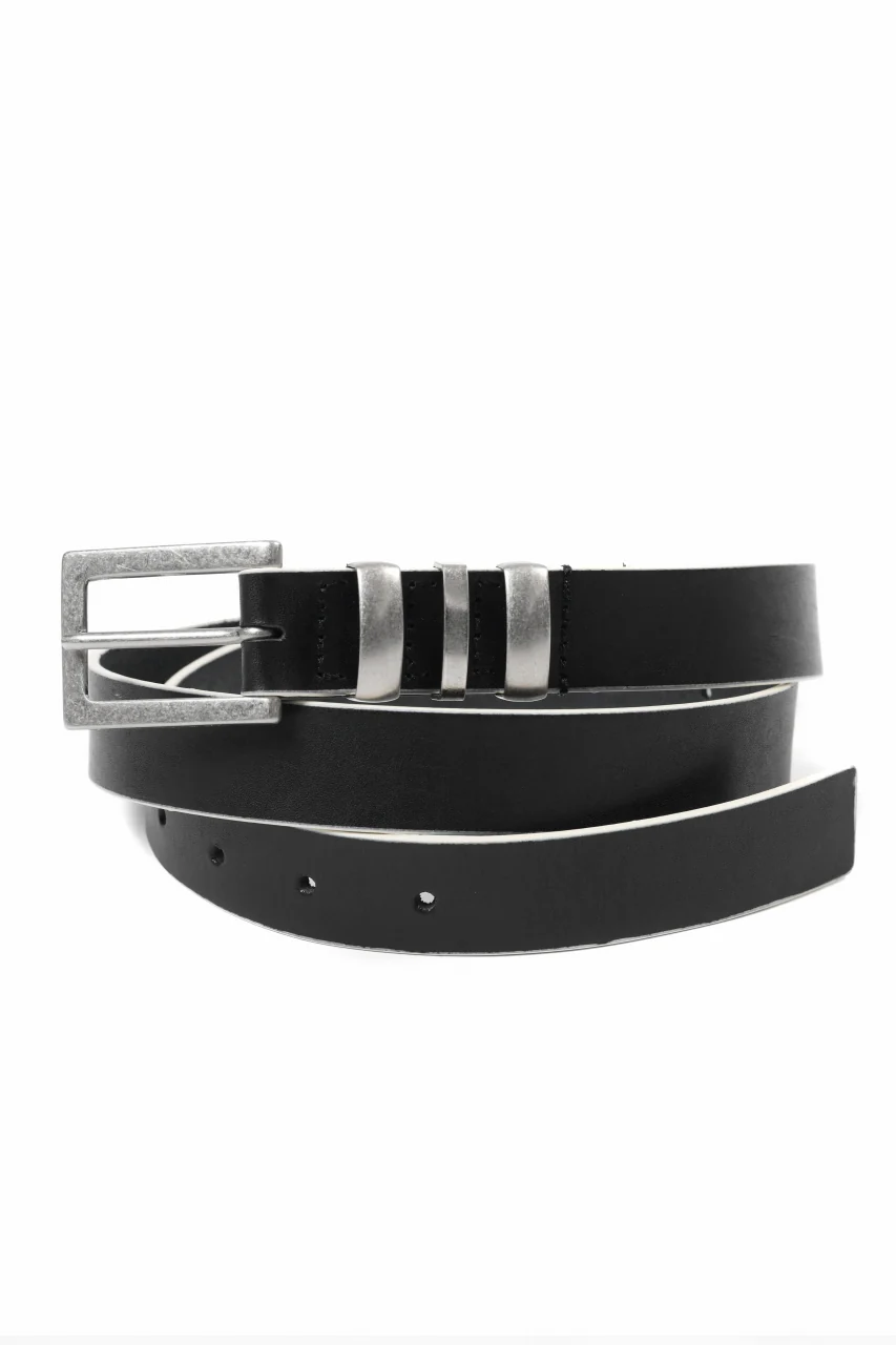 Y's THICK SEMI GLOSS LEATHER BELT 25mm (BLACK×WHITE) - Image 5