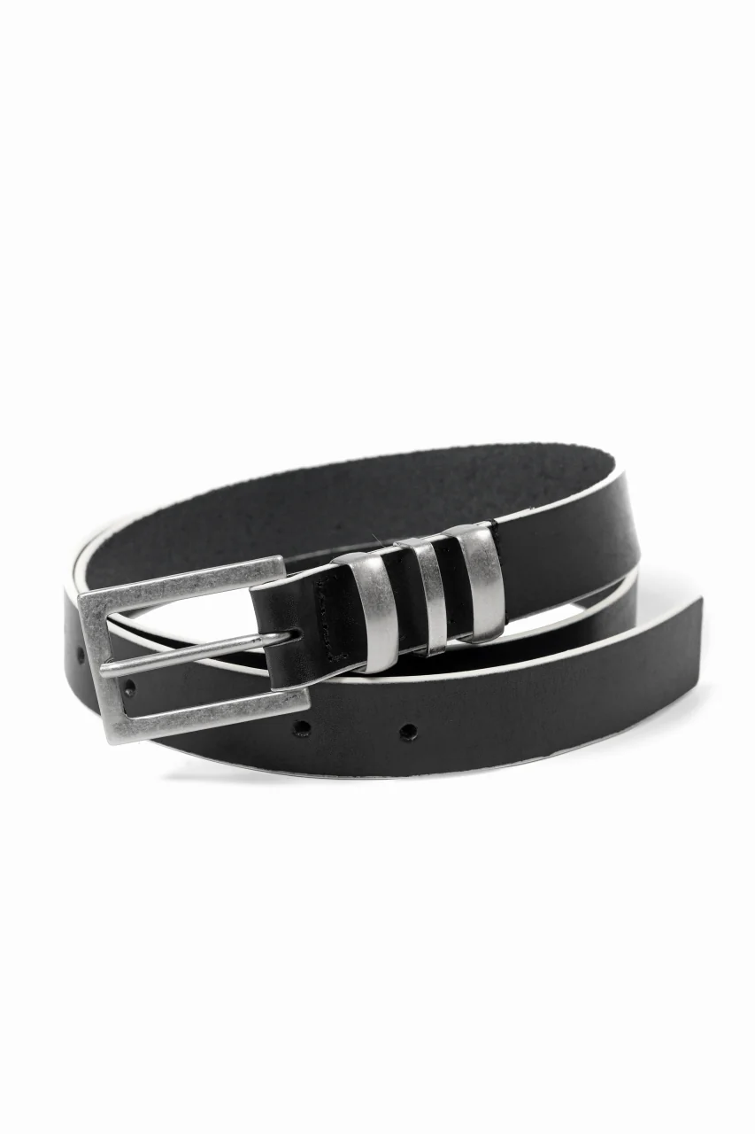 Y's THICK SEMI GLOSS LEATHER BELT 25mm (BLACK×WHITE) - Image 6
