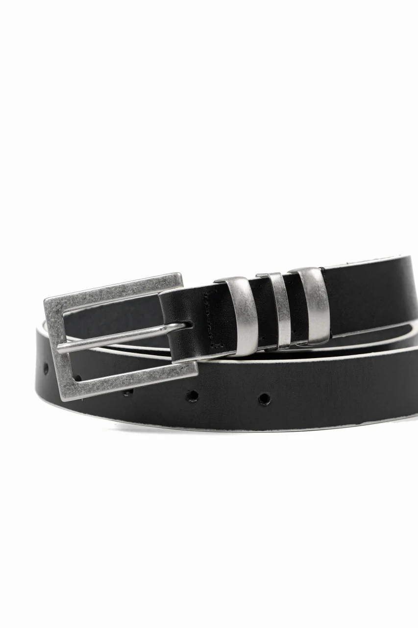 Y's THICK SEMI GLOSS LEATHER BELT 25mm (BLACK×WHITE) - Image 7