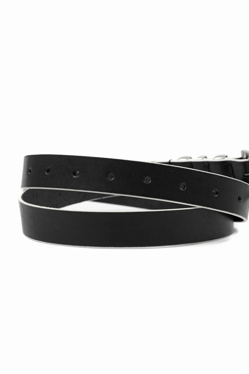 Y's THICK SEMI GLOSS LEATHER BELT 25mm (BLACK×WHITE) - Image 8
