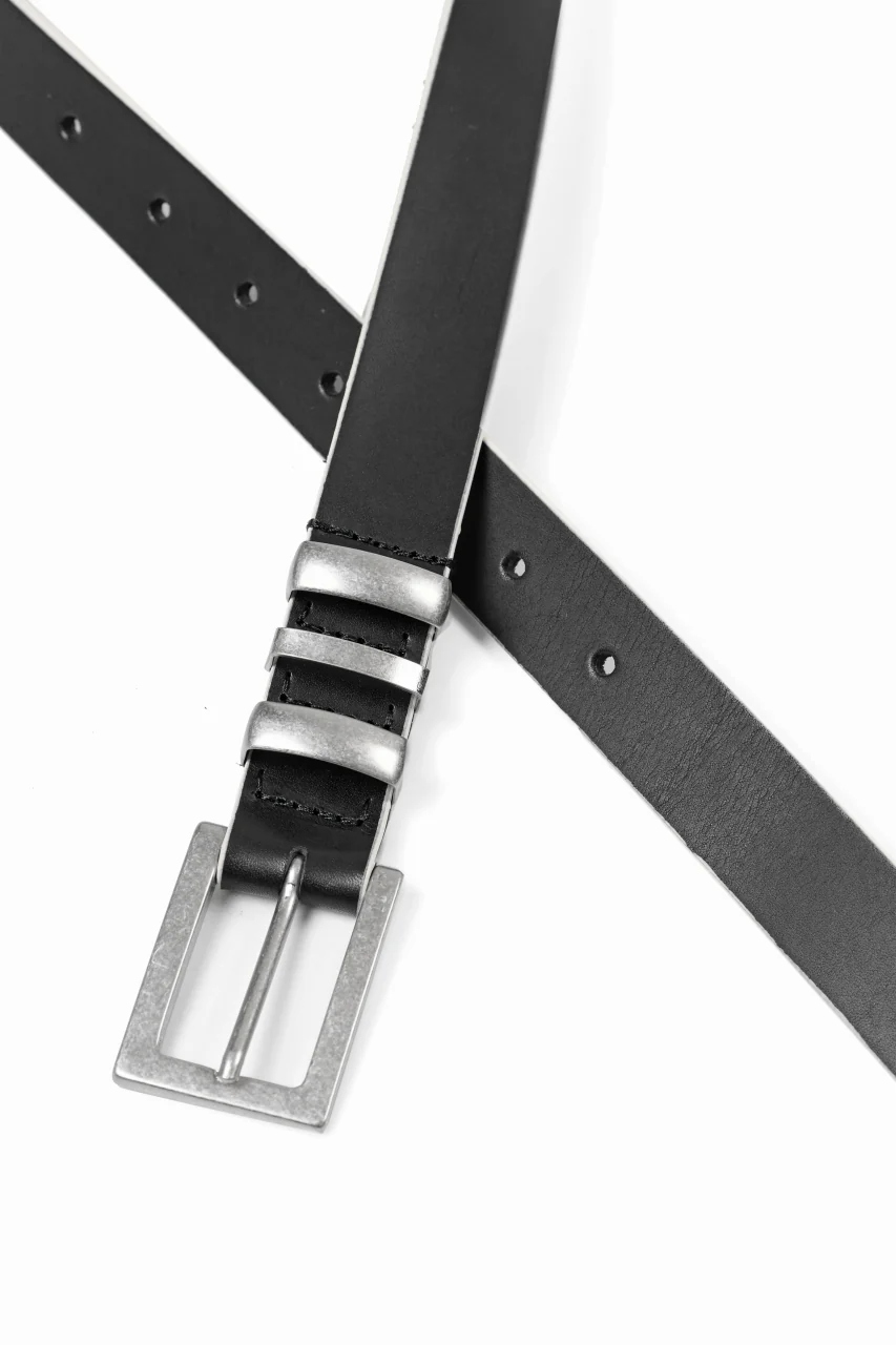 Y's THICK SEMI GLOSS LEATHER BELT 25mm (BLACK×WHITE) - Image 9
