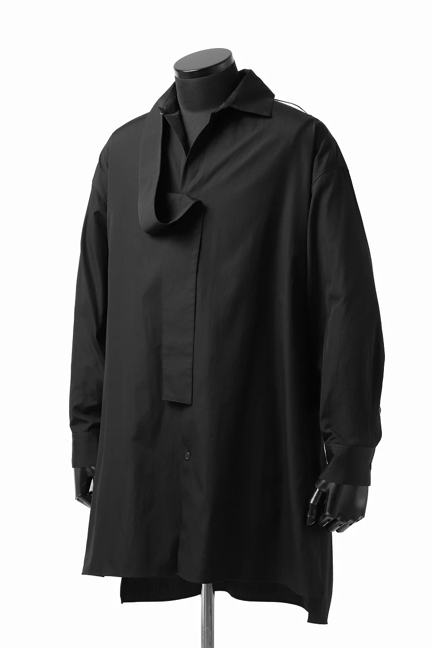 Y's TIE COLLAR LONG SHIRT / COTTON BROAD (BLACK) - Image 10