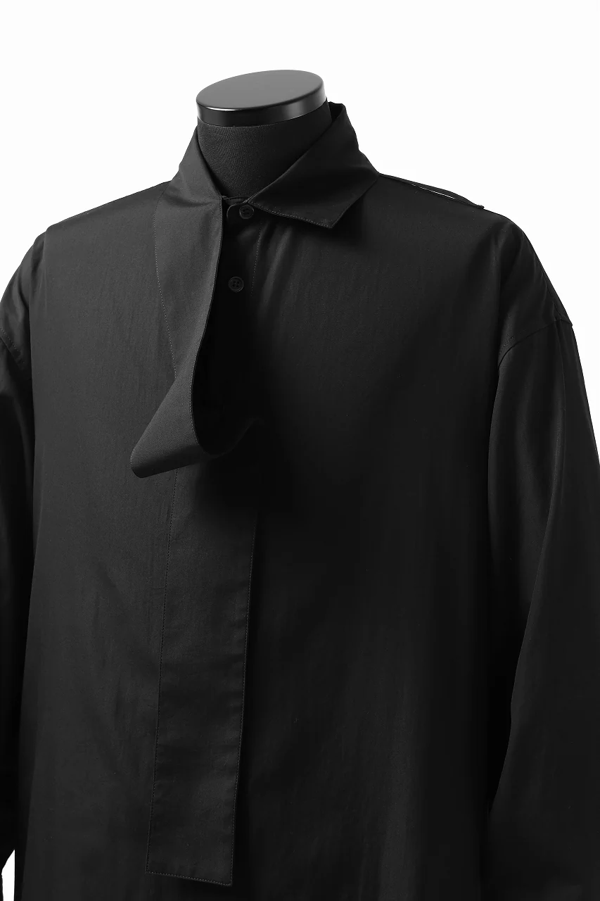 Y's TIE COLLAR LONG SHIRT / COTTON BROAD (BLACK) - Image 13