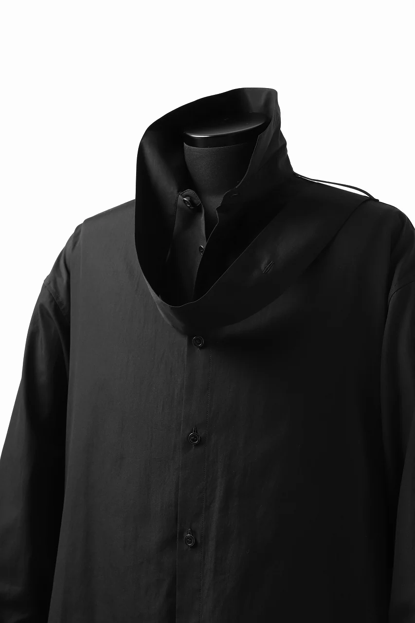 Y's TIE COLLAR LONG SHIRT / COTTON BROAD (BLACK) - Image 14