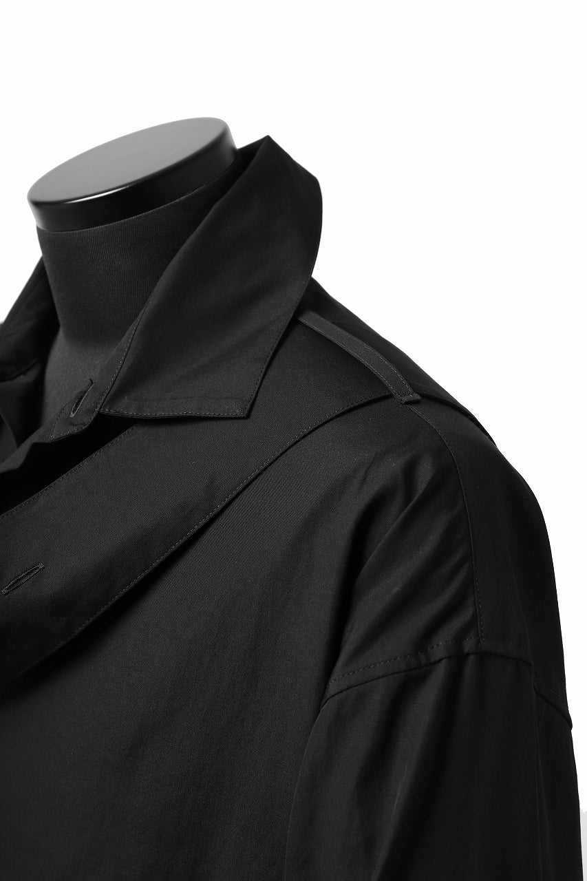 Y's TIE COLLAR LONG SHIRT / COTTON BROAD (BLACK) - Image 15