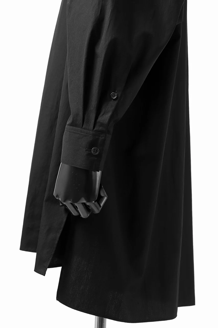Y's TIE COLLAR LONG SHIRT / COTTON BROAD (BLACK) - Image 20