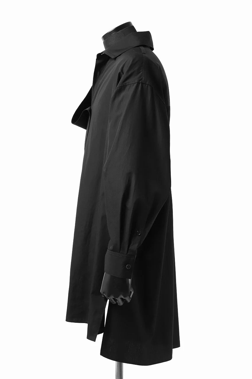 Y's TIE COLLAR LONG SHIRT / COTTON BROAD (BLACK) - Image 22