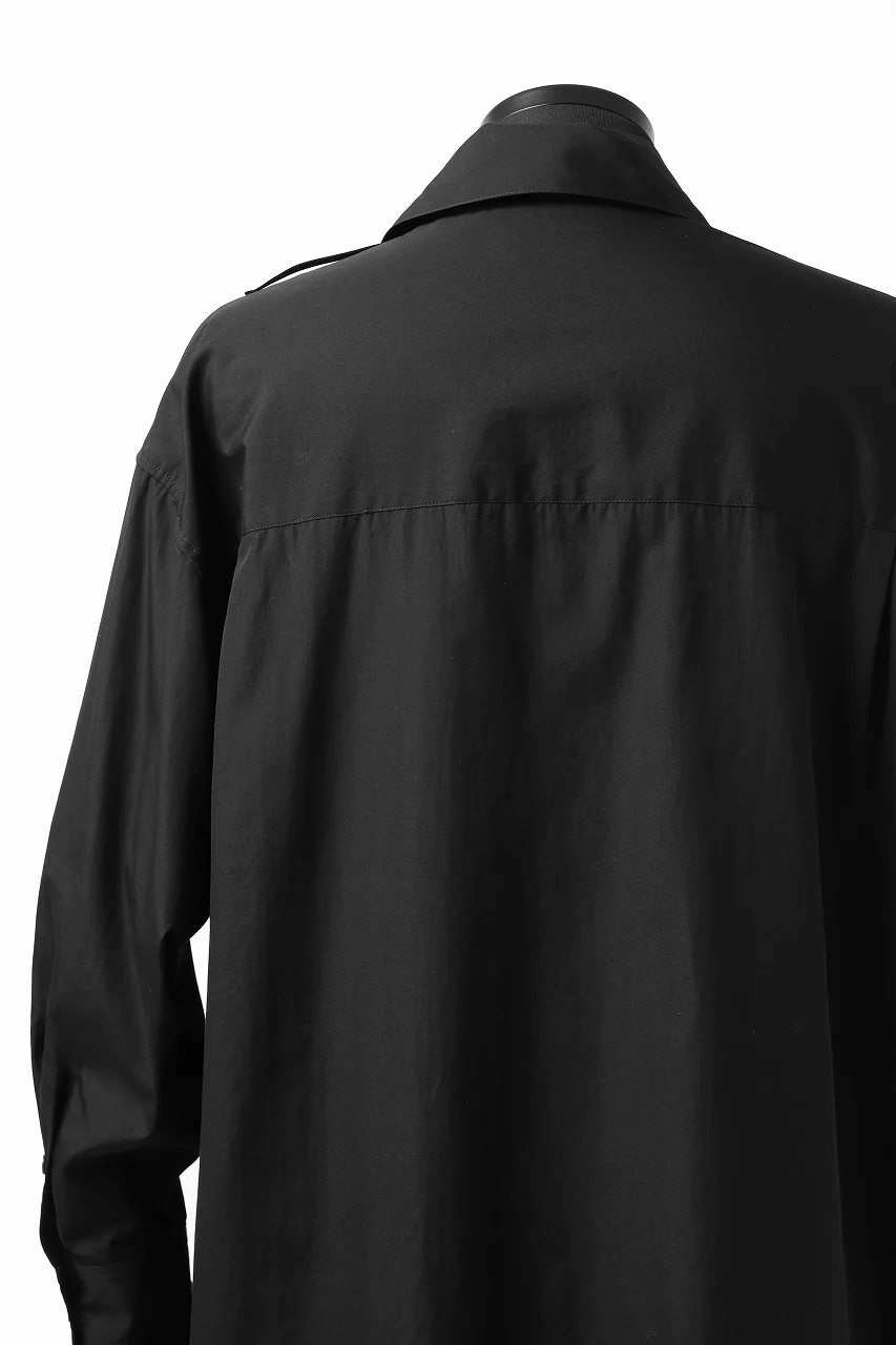 Y's TIE COLLAR LONG SHIRT / COTTON BROAD (BLACK) - Image 24