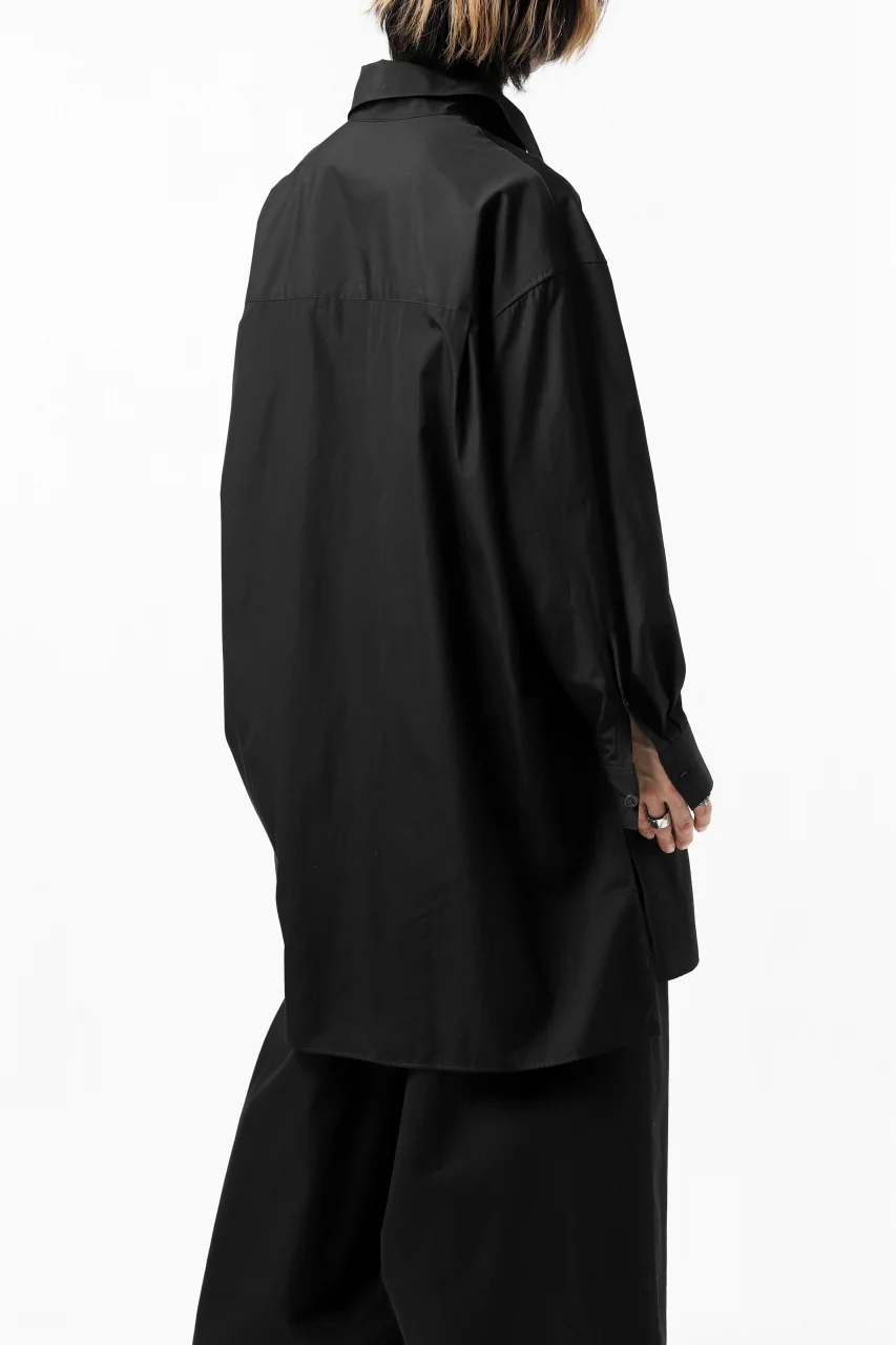 Y's TIE COLLAR LONG SHIRT / COTTON BROAD (BLACK) - Image 28