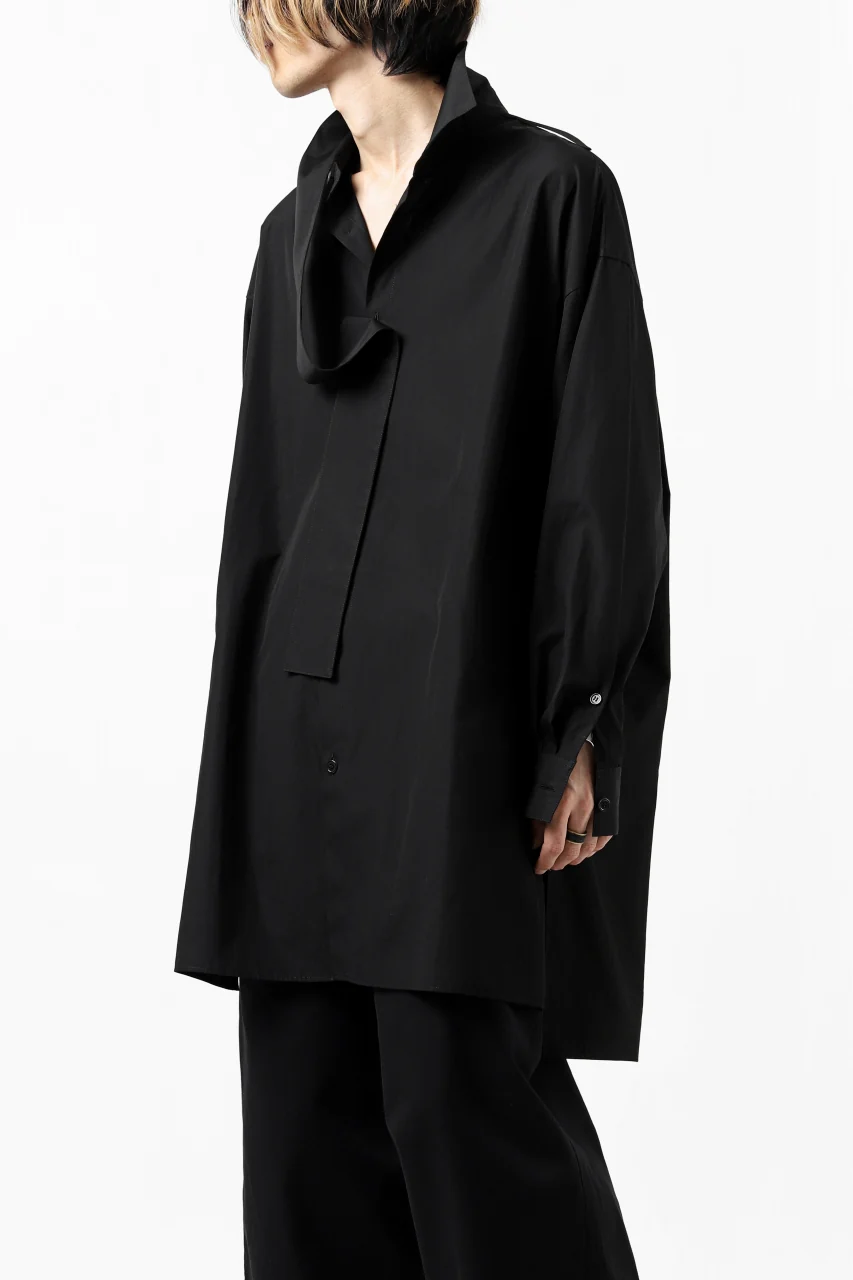 Y's TIE COLLAR LONG SHIRT / COTTON BROAD (BLACK) - Image 31