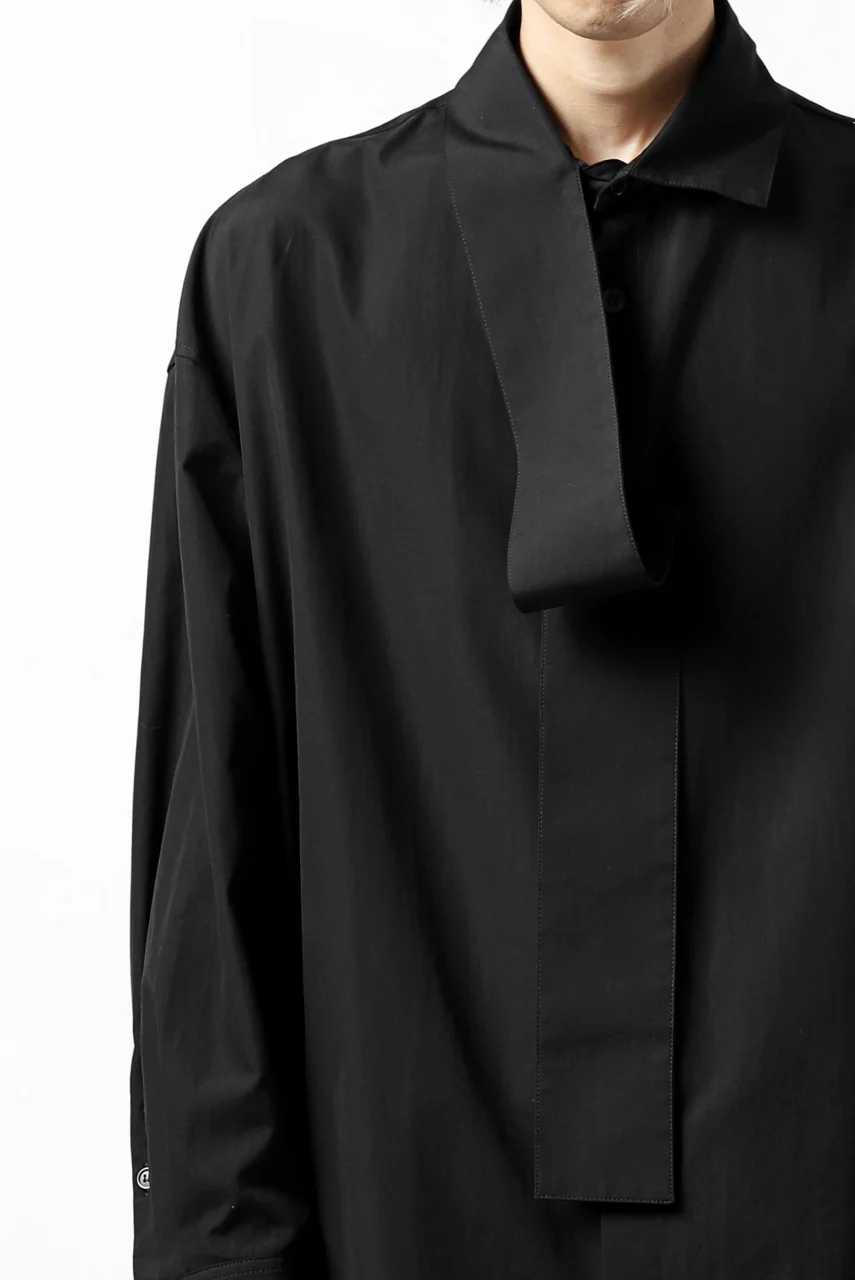 Y's TIE COLLAR LONG SHIRT / COTTON BROAD (BLACK) - Image 35