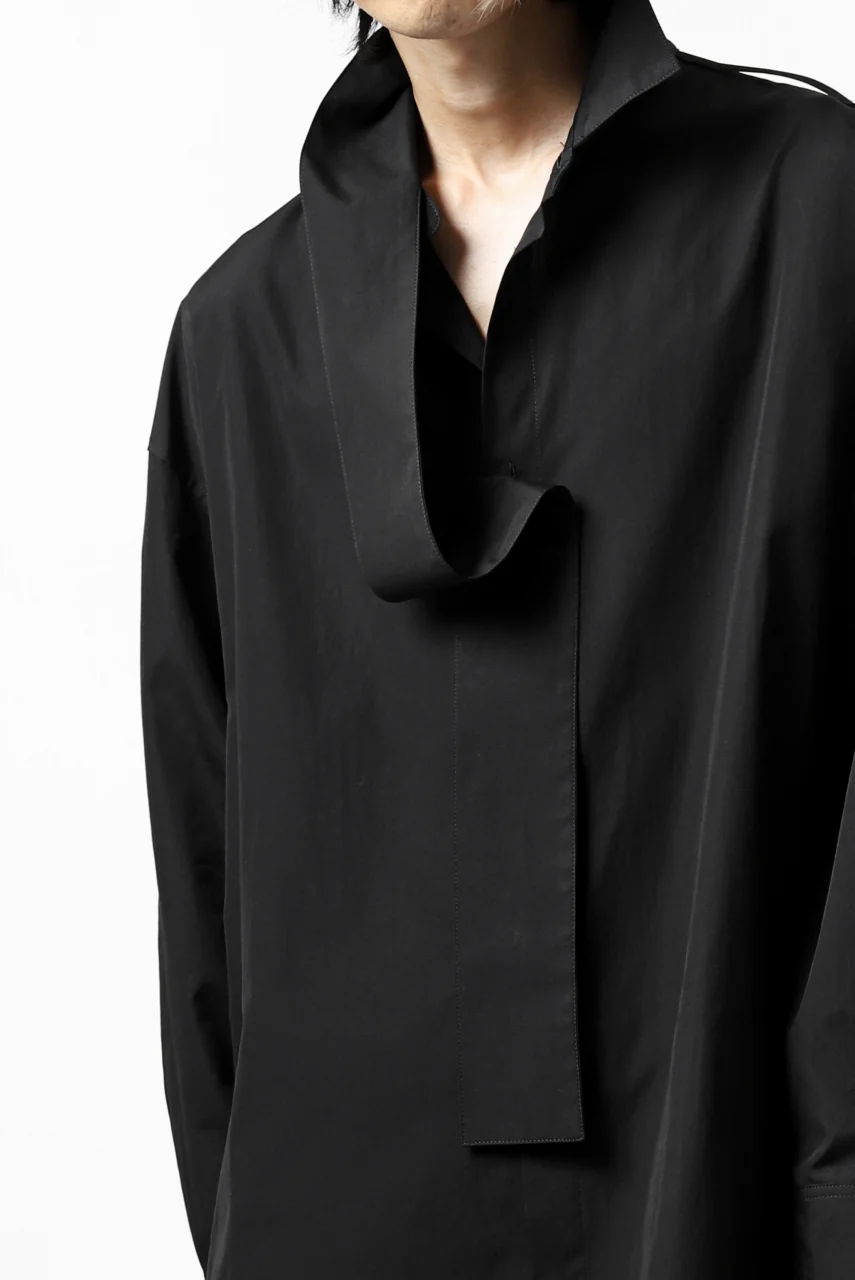 Y's TIE COLLAR LONG SHIRT / COTTON BROAD (BLACK) - Image 37
