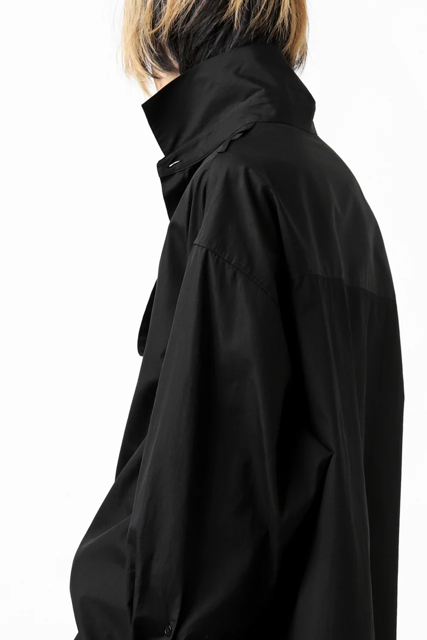 Y's TIE COLLAR LONG SHIRT / COTTON BROAD (BLACK) - Image 40