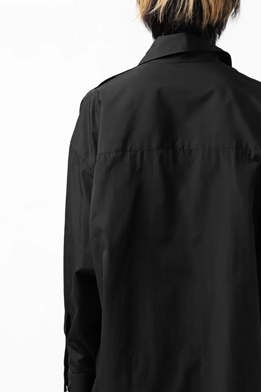Y's TIE COLLAR LONG SHIRT / COTTON BROAD (BLACK) - Image 42