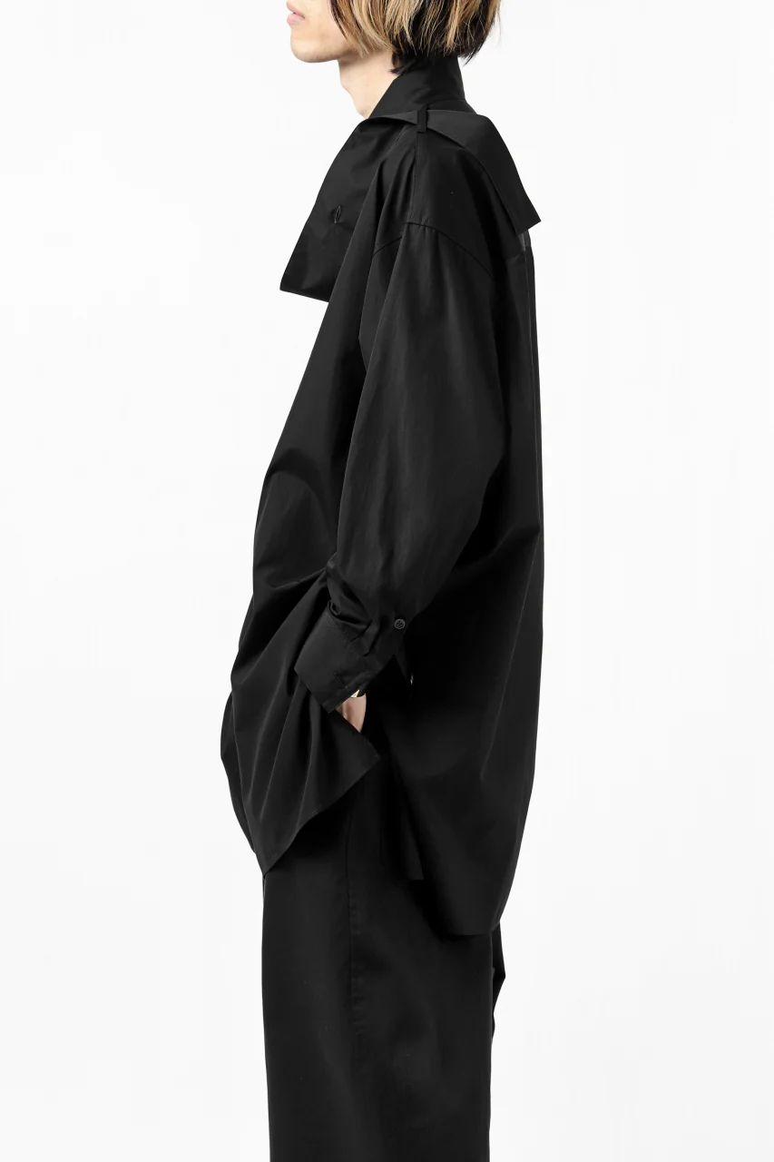 Y's TIE COLLAR LONG SHIRT / COTTON BROAD (BLACK) - Image 5
