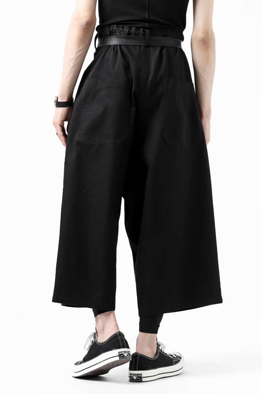 Y's WIDE SARROUEL CROPPED PANTS / SOFT TWILL (BLACK) - Image 9