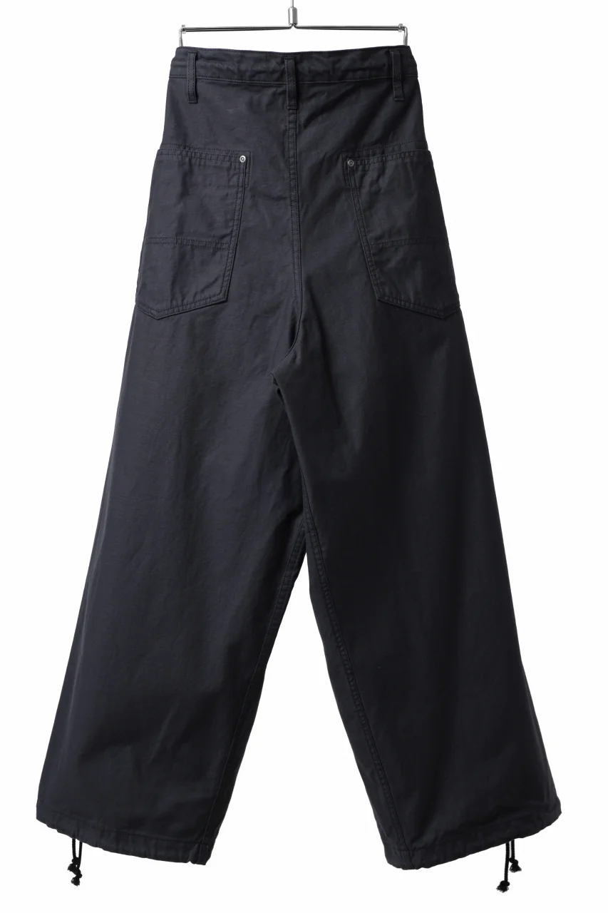 Y's WIDE STRAIGHT PANTS WORKER-DETAIL / BACK SATIN VULCANIZATION COTTON (BLACK) - Image 11