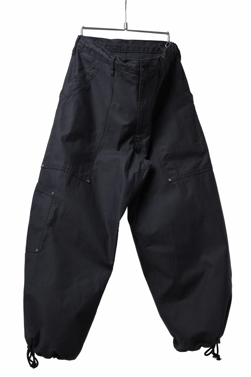 Y's WIDE STRAIGHT PANTS WORKER-DETAIL / BACK SATIN VULCANIZATION COTTON (BLACK) - Image 12