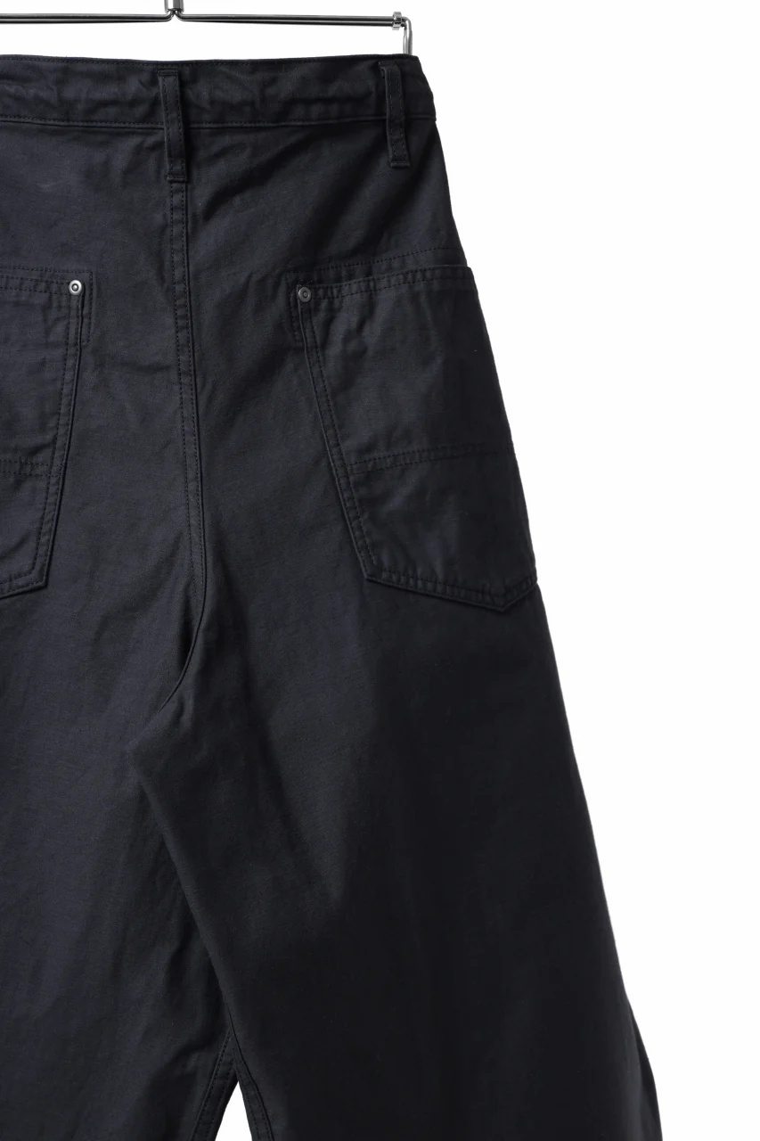 Y's WIDE STRAIGHT PANTS WORKER-DETAIL / BACK SATIN VULCANIZATION COTTON (BLACK) - Image 22