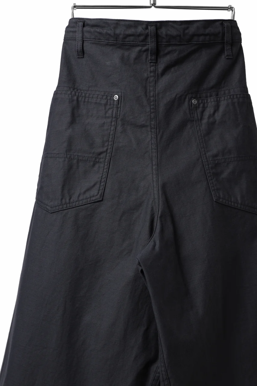 Y's WIDE STRAIGHT PANTS WORKER-DETAIL / BACK SATIN VULCANIZATION COTTON (BLACK) - Image 25