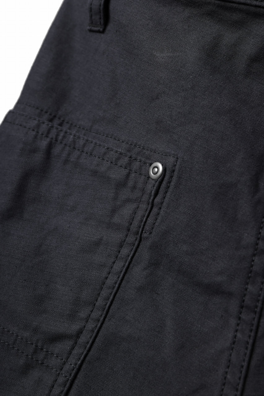 Y's WIDE STRAIGHT PANTS WORKER-DETAIL / BACK SATIN VULCANIZATION COTTON (BLACK) - Image 26