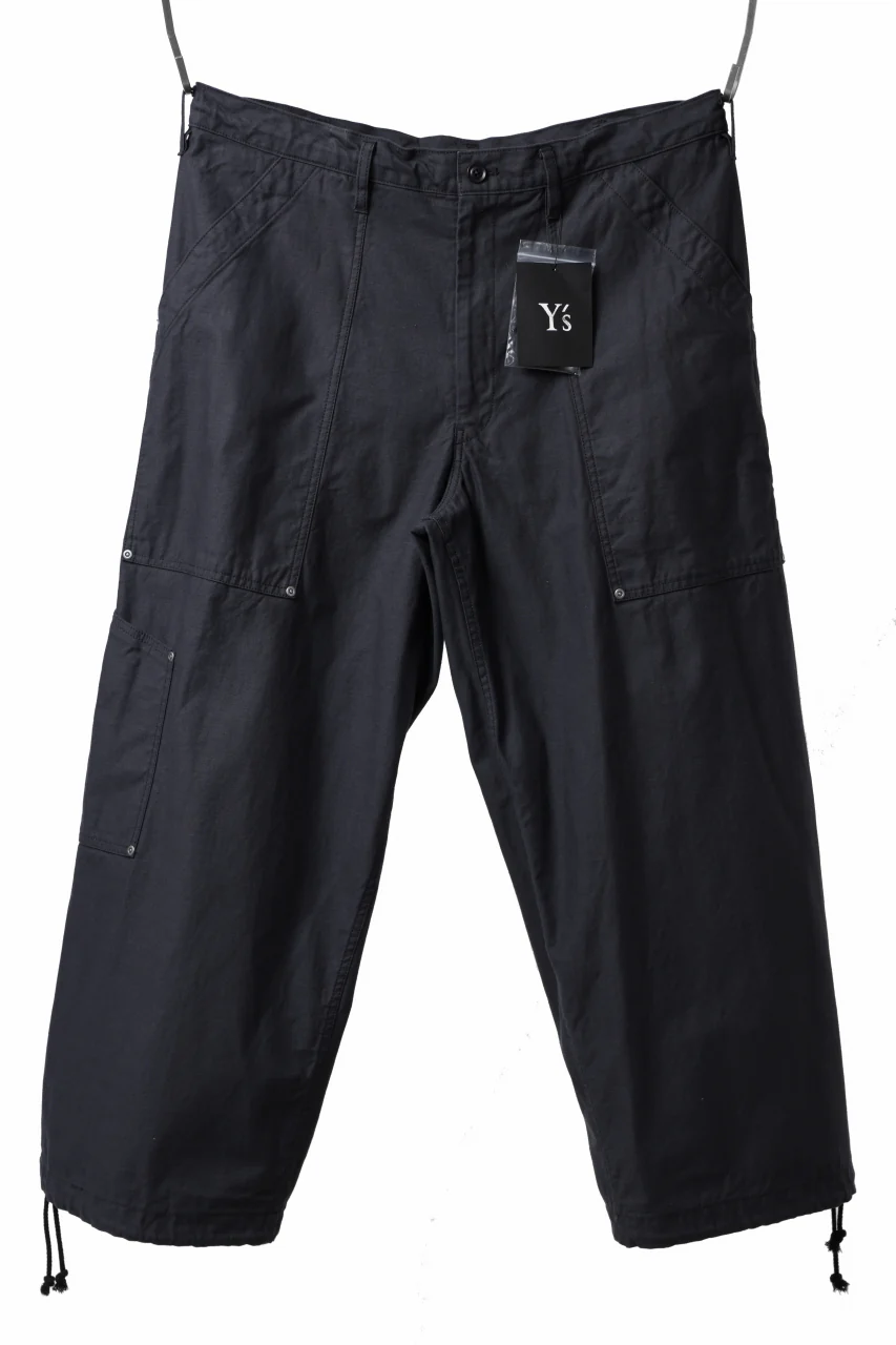 Y's WIDE STRAIGHT PANTS WORKER-DETAIL / BACK SATIN VULCANIZATION COTTON (BLACK) - Image 27