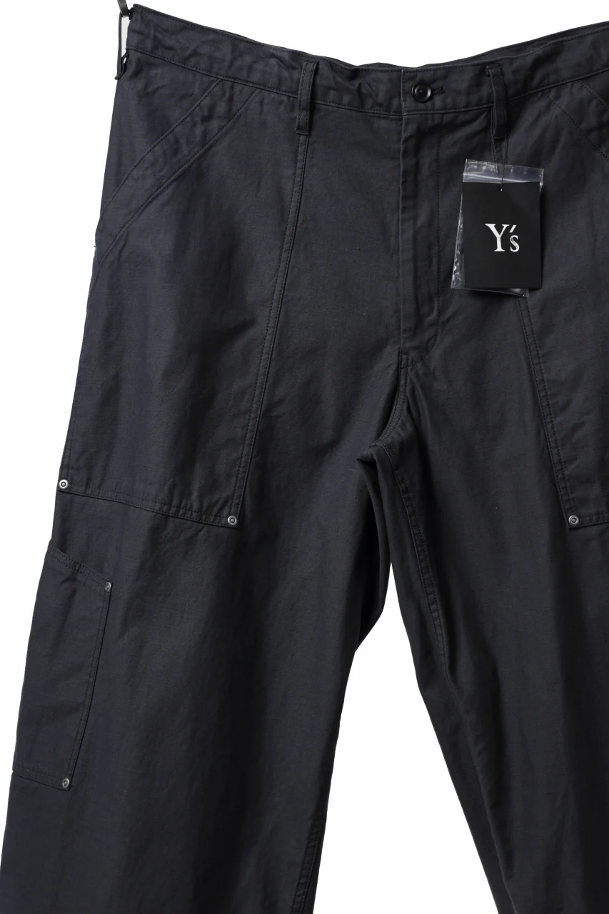 Y's WIDE STRAIGHT PANTS WORKER-DETAIL / BACK SATIN VULCANIZATION COTTON (BLACK) - Image 29