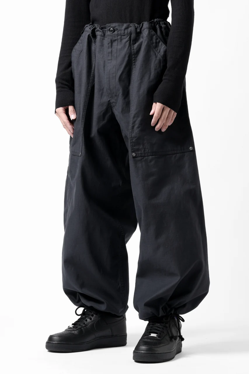 Y's WIDE STRAIGHT PANTS WORKER-DETAIL / BACK SATIN VULCANIZATION COTTON (BLACK) - Image 33
